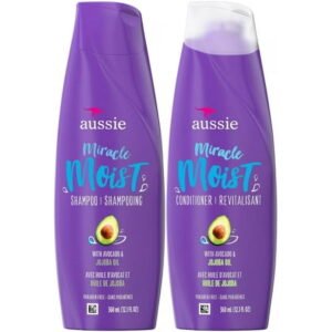 Aussie Miracle Moist Shampoo and Conditioner Set for Dry Hair, 12.1 Ounce Each