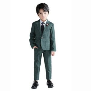 LOLANTA Kids Boys Plaid Suit Fashion Blazer Pants Set 2 PCs Formal Wear Outfit for Wedding