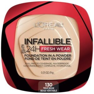 L'Oreal Paris Infallible Fresh Wear 24 Hr Liquid Foundation Makeup, 130 True Beige, 1 fl oz