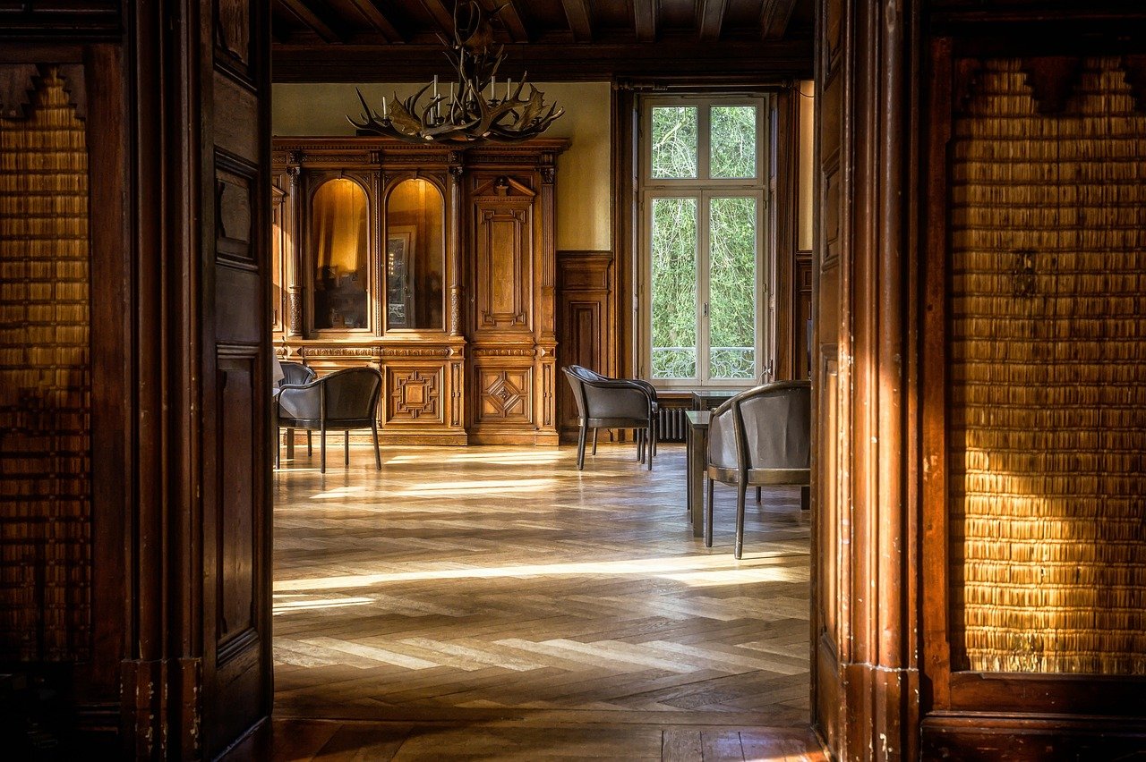 pièce, espace, parquet, salon, chambres fumeurs, bois, nature, chaise, plancher en bois, espace lumineux, soleil, léger, conception