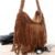 Metallic Sky Studded Crossbody With Fringe